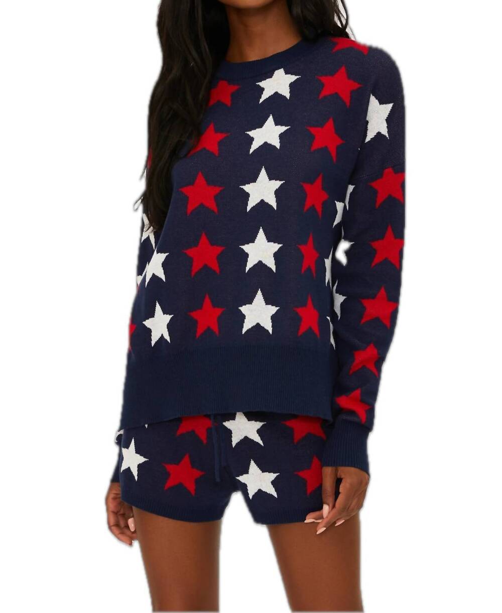 NEW BEACH RIOT callie star sweater in indigo